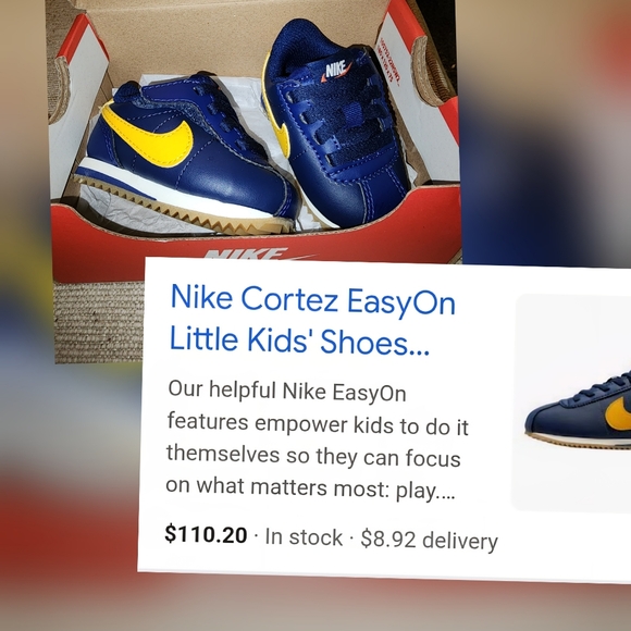 Nike Other - Nike Cortez EasyOn Little Kids' Shoes - Blue and Yellow
